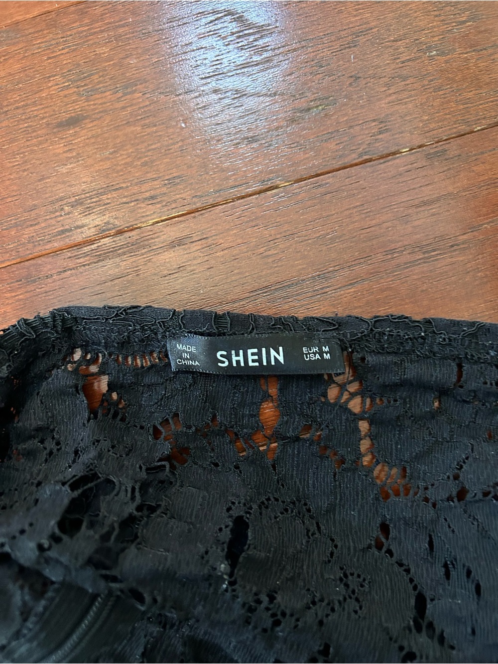 SHEIN Black Lace Longline Bralette Crop Top with Scalloped Eyelash Trim size M - Picture 3 of 6